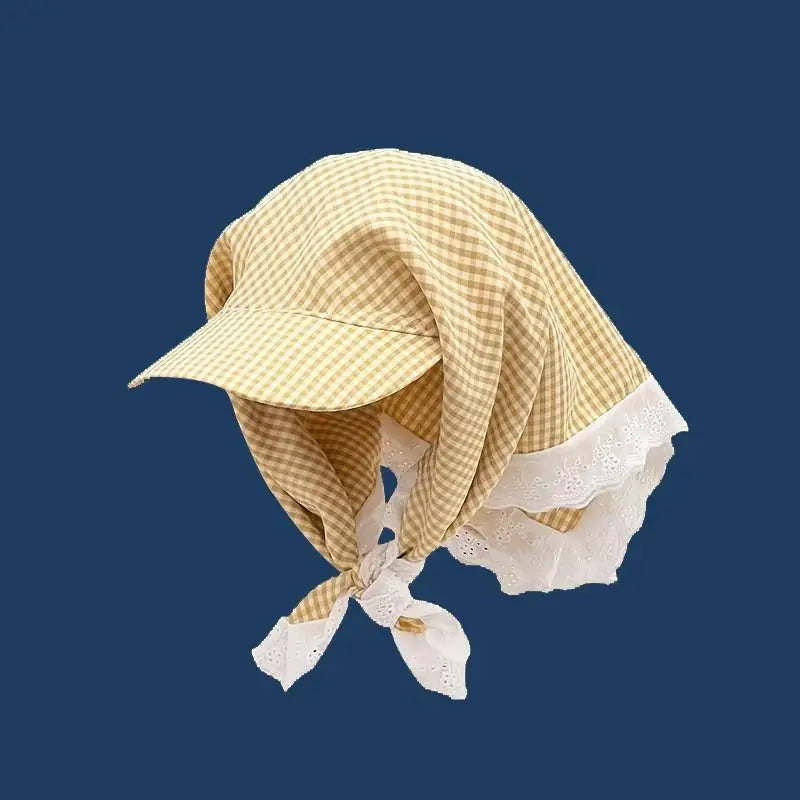 Women's Plaid Triangular Headscarf Cap – Sun Visor Hat Sun Visor Cap Qst A4