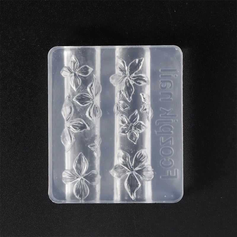 3D Silicone Nail Mold – Lily & Hibiscus Flower Carving Design Nail Art Mold Qme