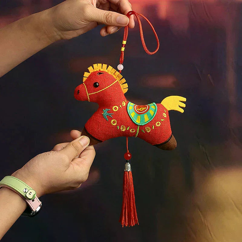 Zodiac Horse Keychain Pendant – Embroidery Doll Mascot Charm Keychain Pendant Charm Qme