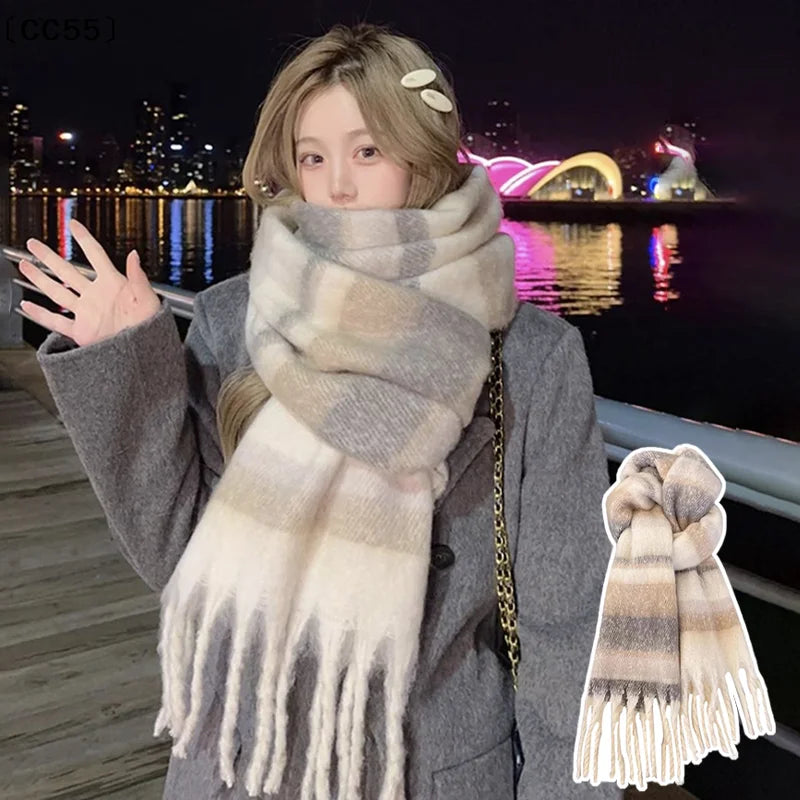Women's Winter Imitation Cashmere Scarf – Warm Thick Shawl Winter Scarf Shawl Qst
