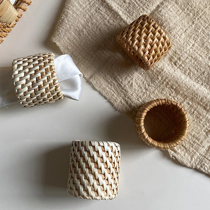 Handmade Rattan Napkin Rings – Rustic Woven Table Décor Napkin Rings Qst