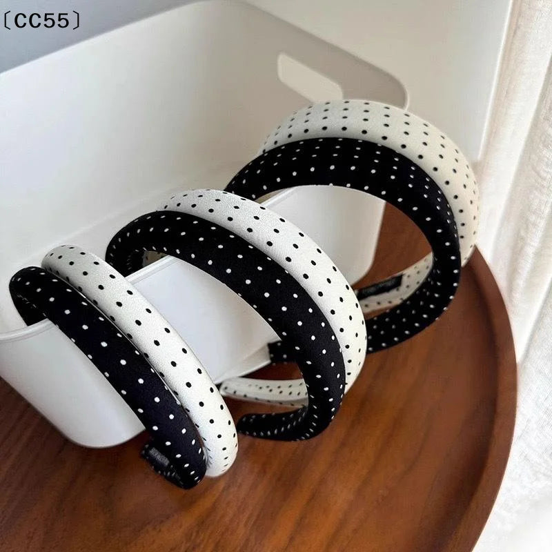 Polka Dot Padded Headband – Thick Sponge Hair Hoop, Multicolor Padded Headband Qst