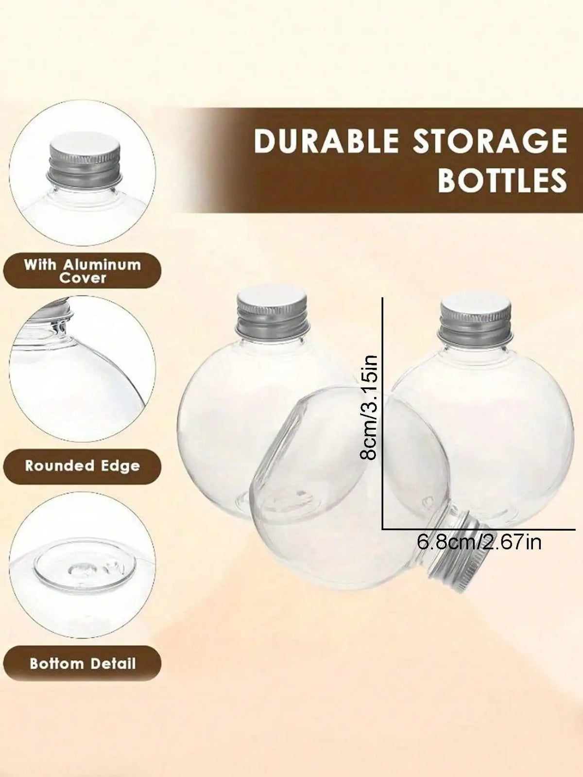 Mini Round Plastic Ball Bottles with Lids – Thickened Material Plastic Storage Bottles Qme
