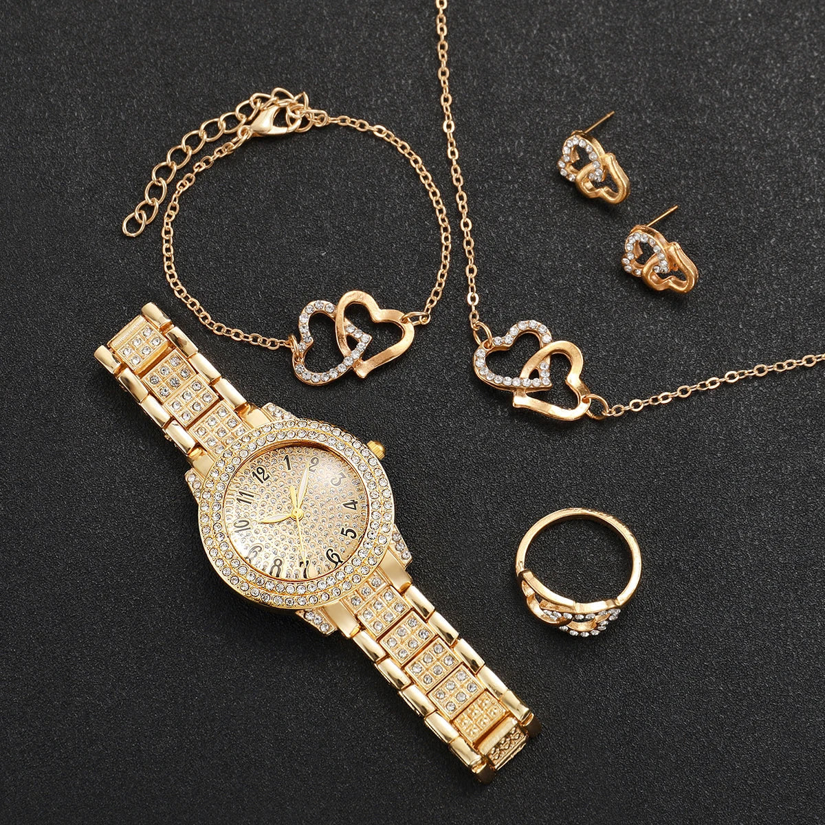 Full Diamond Roman Numeral Steel Watch – Starry Sky Dial Fashion Wristwatch Qme