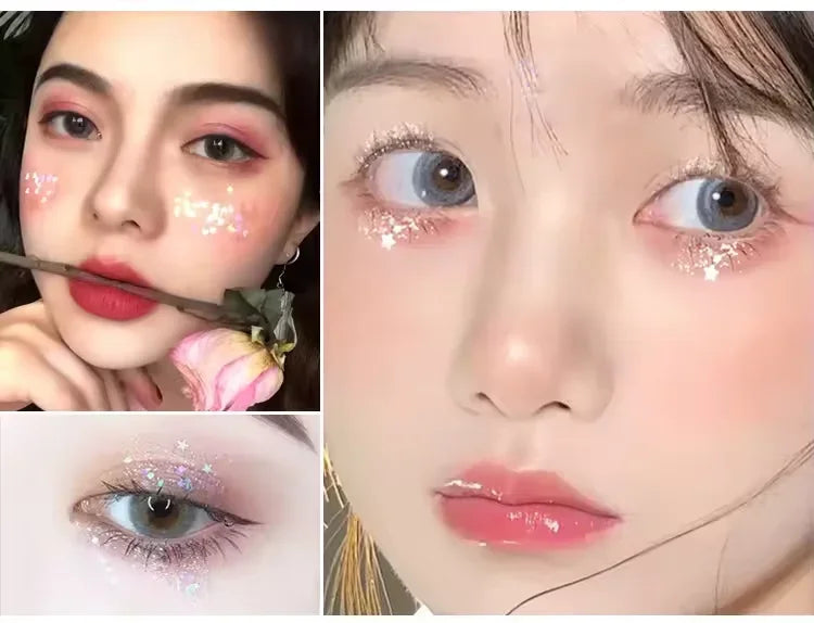 Mini 4-Pan Eyeshadow Palette Pearl Glitter Pink Shimmer Eyeshadow Palette Qme