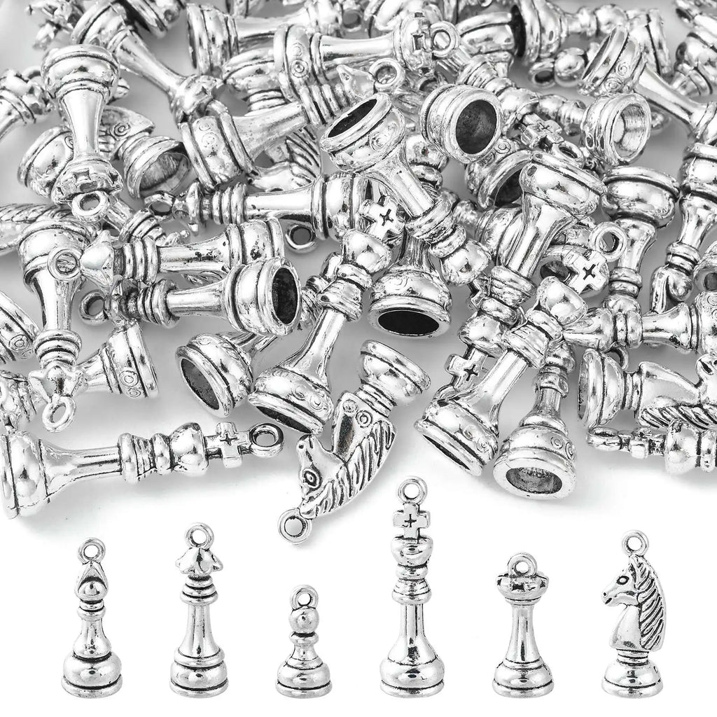 60pcs 3D Chess Piece Charms for Jewelry Making | Pandahall Jewelry Making Charms Qme