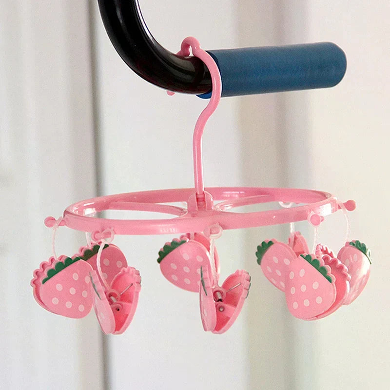 Strawberry Windproof Clothes Drying Rack – Socks & Underwear Hanger Clothes Drying Rack Qme