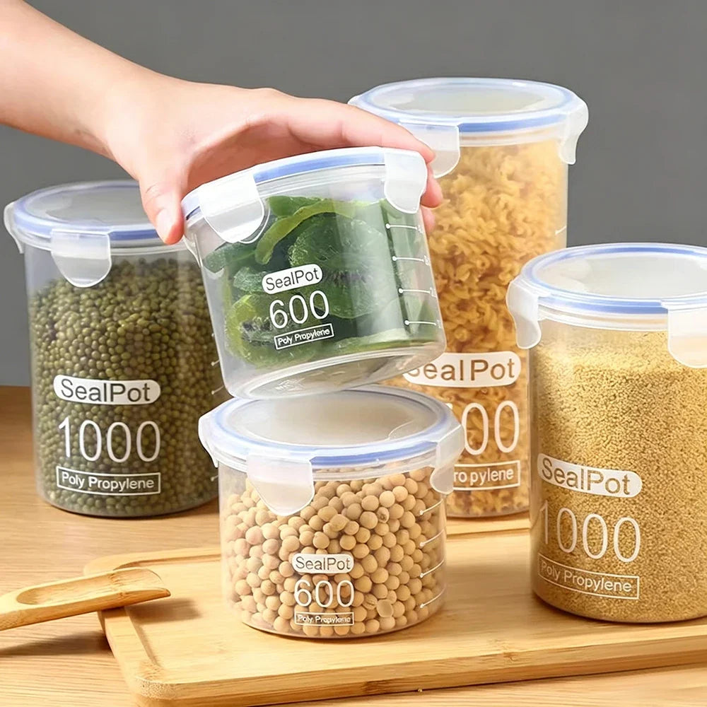 1000ml Airtight Food Storage Container – Clear Sealed Plastic Jar Food Storage Container Qme