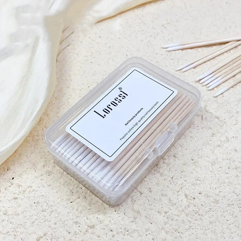 100Pcs Wood Cotton Swabs – Nail Polish Corrector Detail Sticks Nail Corrector Swabs Qst