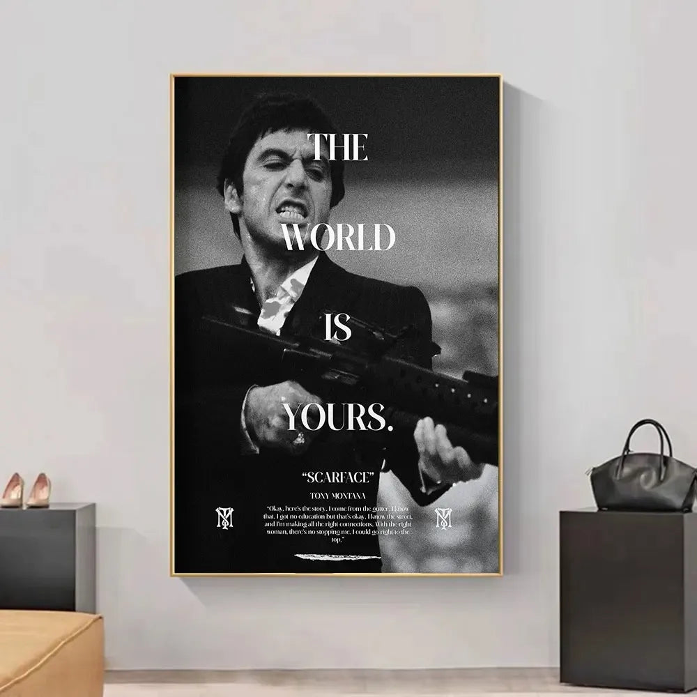 Scarface "The World Is Yours" Canvas Wall Art Movie Poster Print Canvas Wall Art Qst
