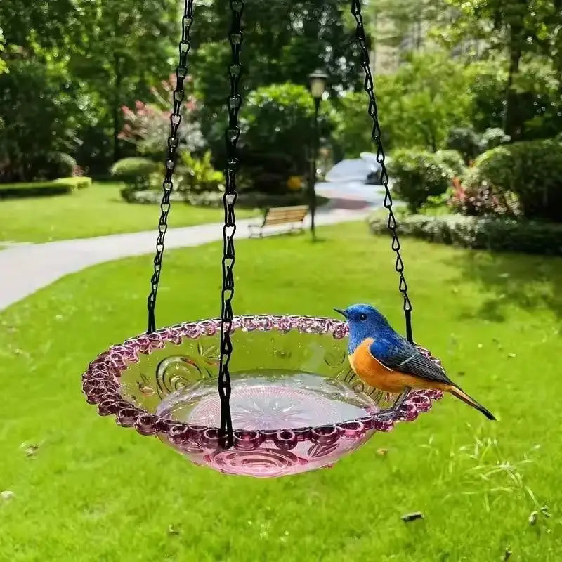 Hummingbird Feeder Bird Bath – Flower Shaped Hanging Birdbath Hanging Bird Bath Qme Purple 1 Layer