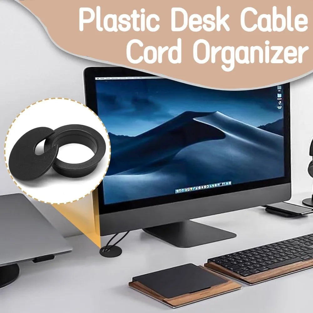 Desk Cable Grommet Hole Cover – ABS Wire Pass Organizer Desk Cable Grommet Qme