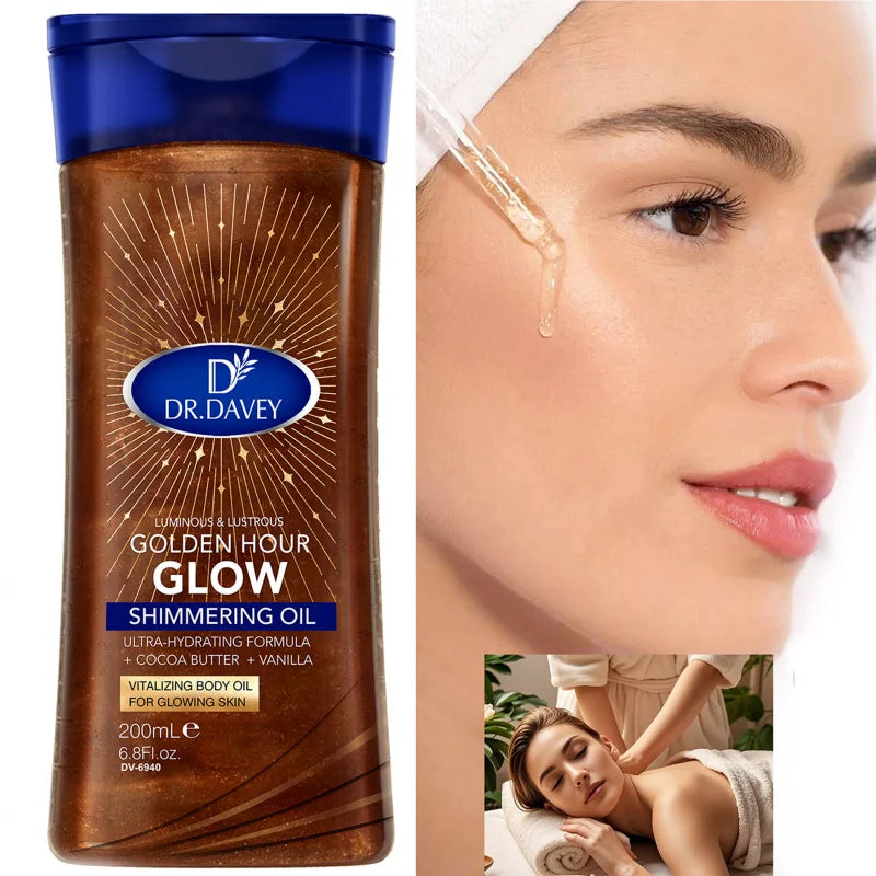 DR.DAVEY 200ml Shimmering Body Oil – Moisturizing Glow Shimmering Body Oil Qst