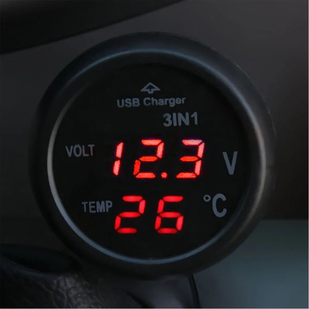 Car USB Charger LED Digital Voltmeter & Switch 12V 24V Car USB Voltmeter Charger Qme