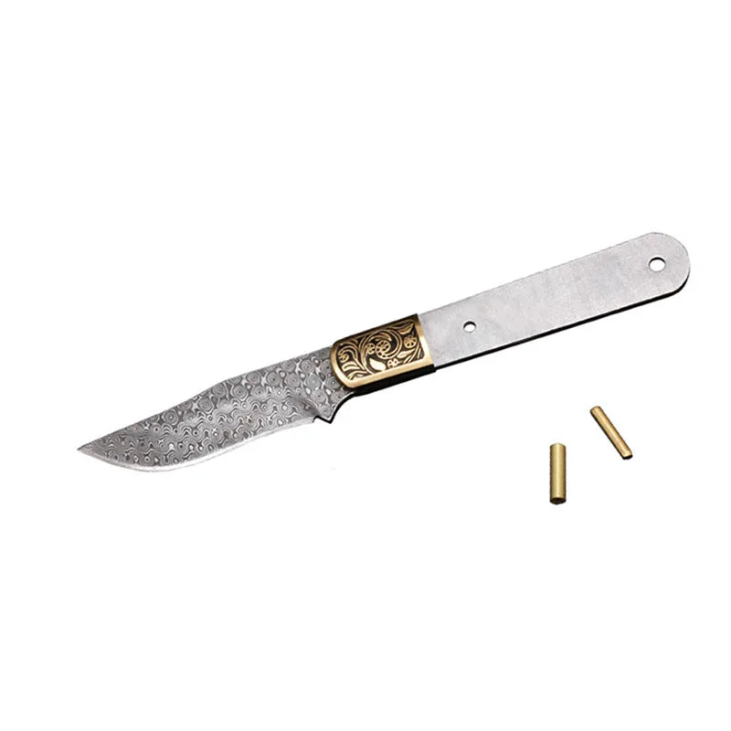 Damascus Steel Fixed Blade Knife Blank – DIY Billet DMDIY-26 Knife Blank Billet Qst Style 154