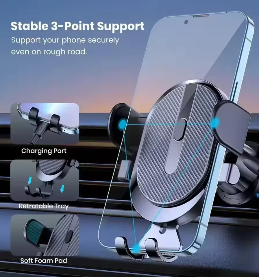 Car Phone Holder Air Vent Mount – Gravity Grip & 360° Rotation Car Phone Mount Qme