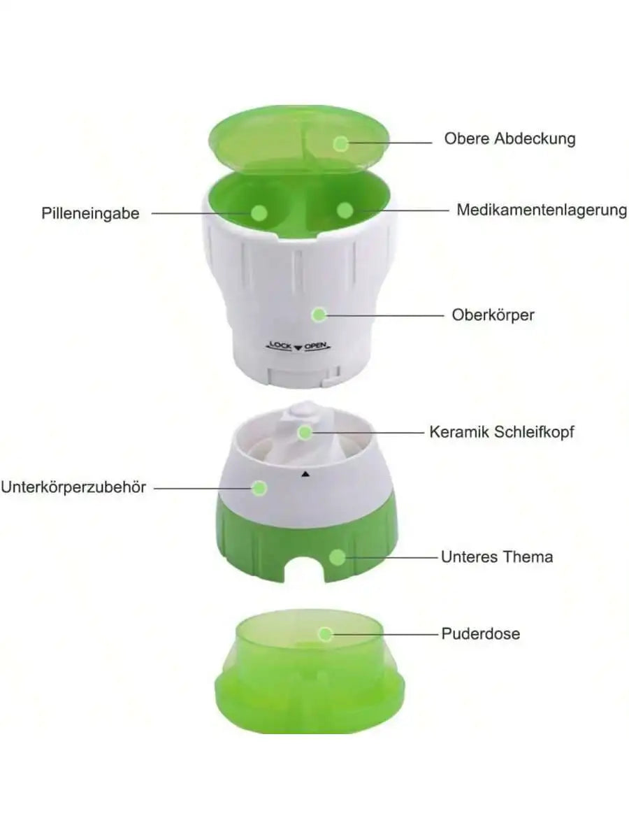 3-in-1 Ceramic Core Rotating Medicine Grinder Box Pill Grinder Qme
