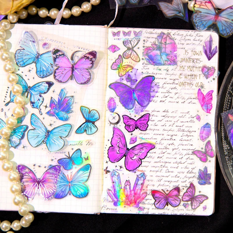 Laser Butterfly Junk Journal Stickers – DIY Collage Craft Craft Sticker Set Qme