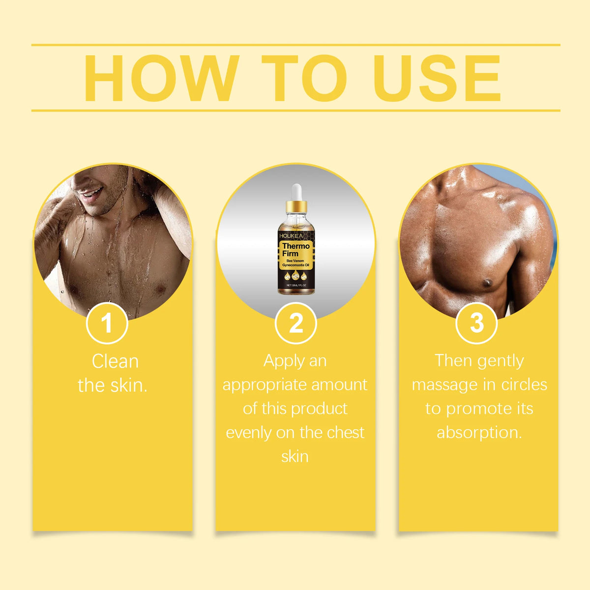 Houkea Bee Venom Men's Chest Firming & Contouring Oil 30ml Chest Firming Oil Qst