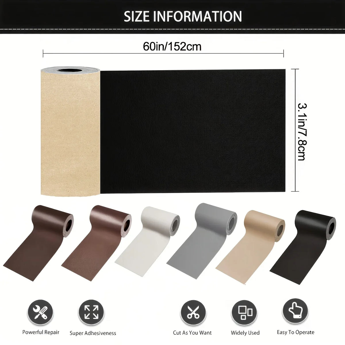 Self-Adhesive PU Leather Repair Tape – 6 Colors | Patch Kit Leather Repair Tape Qme