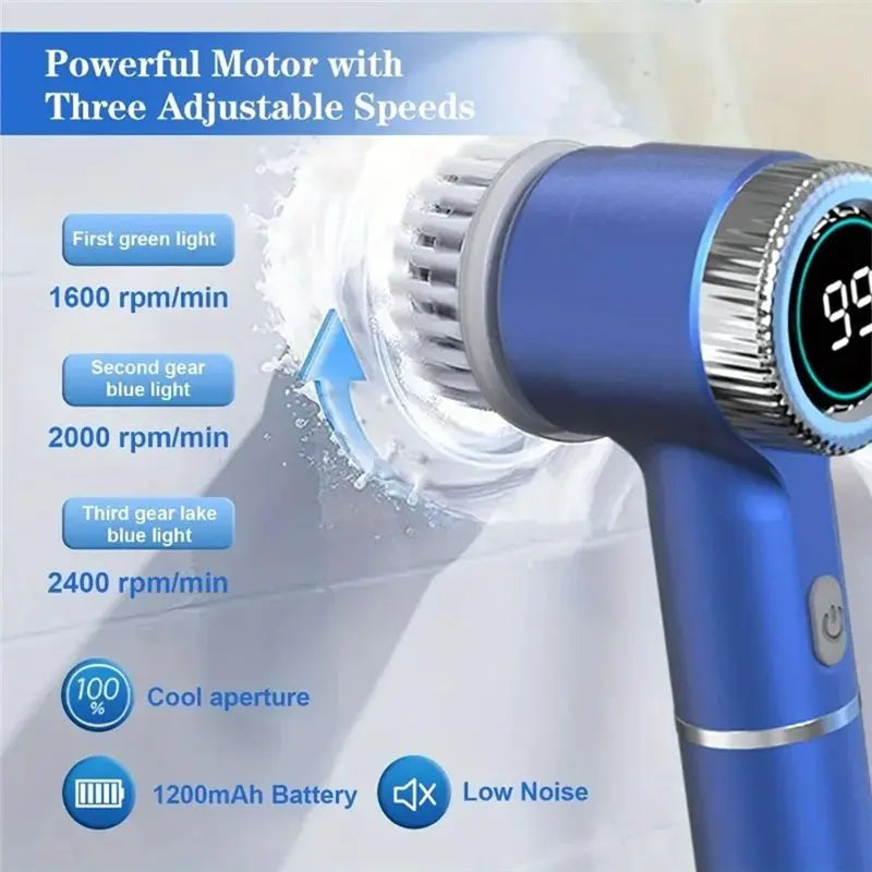 MiLESEEY B15C Electric Spin Scrubber – 5 Heads, 3-Speed Electric Spin Scrubber Qst