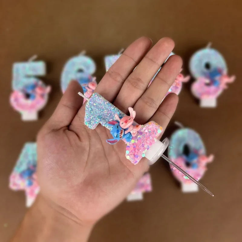 Stitch & Lilo Number Birthday Candles – Hugging Couple Design Birthday Number Candles Qme