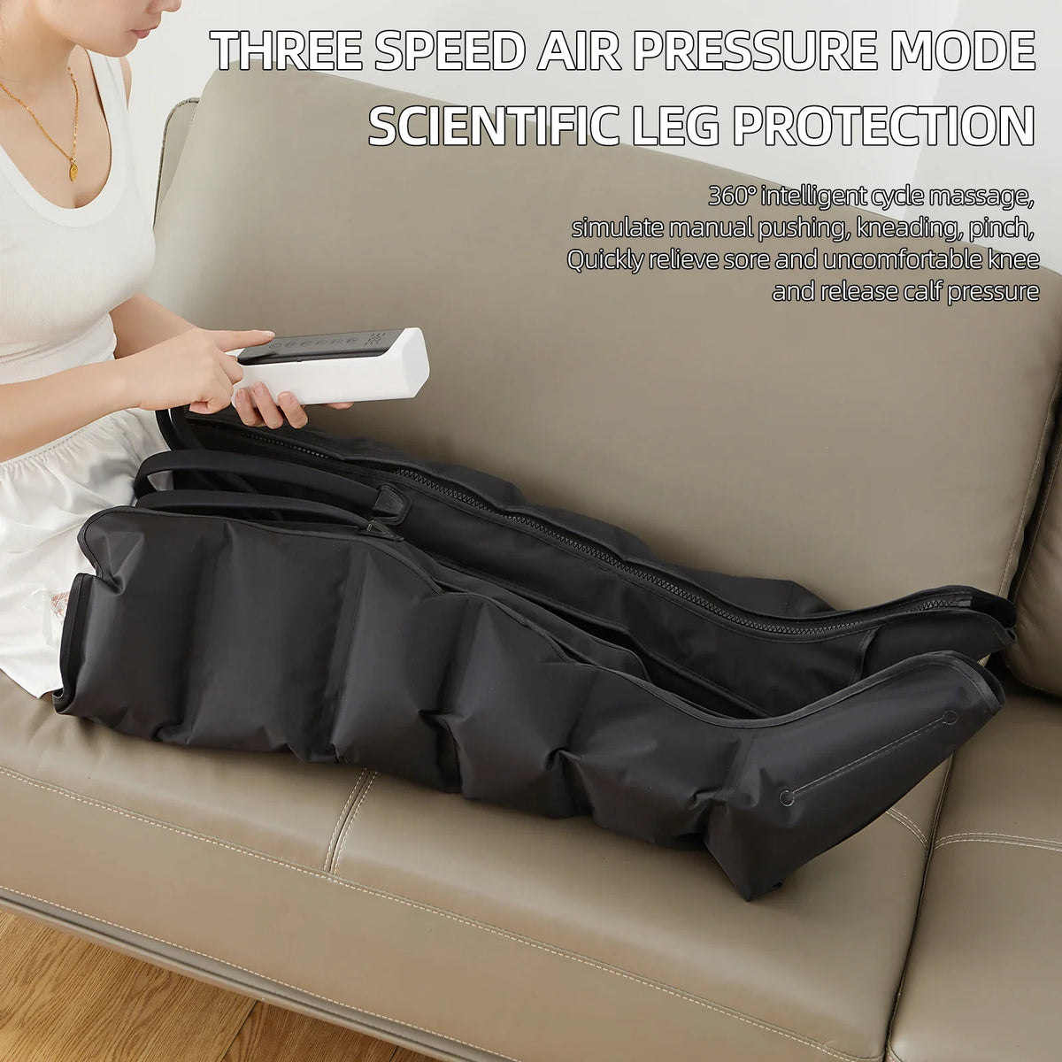 Air Compression Leg Massager Boots – 6 Airbag, 3 Modes Leg Massager Boots Qst