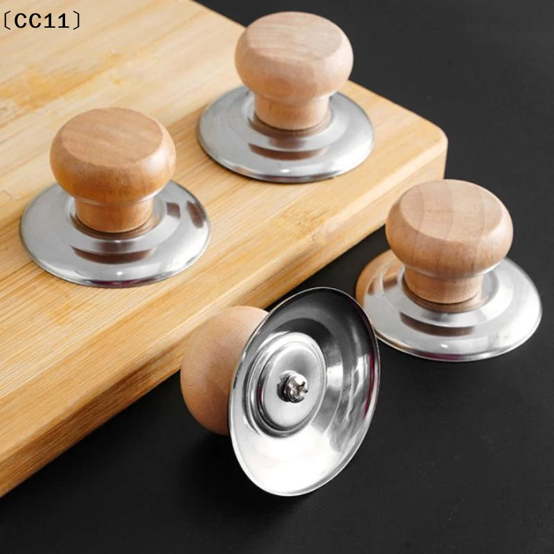 Wooden Pot Lid Knobs – Heat-Resistant Replacement Caps, 3 Pack Cookware Lid Knobs Qme Default Title