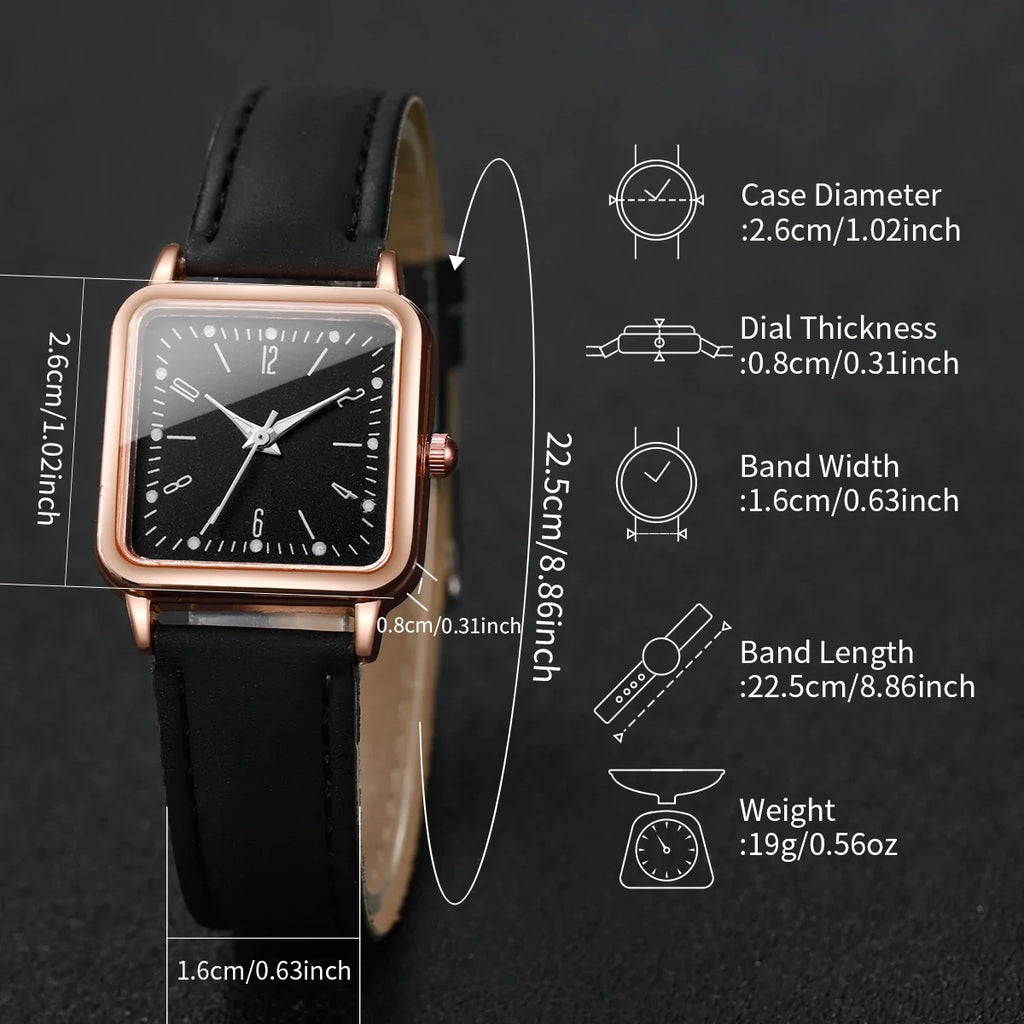Rose Gold Square Women's Digital Watch – Pink Leather Strap Women's Digital Watch Qme