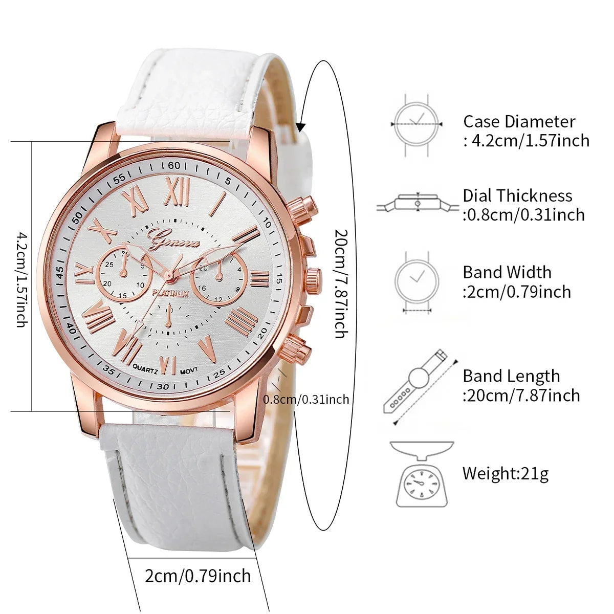 Ladies' Geneva Quartz Wristwatch – Roman Numeral Dial Ladies' Quartz Watch Qme