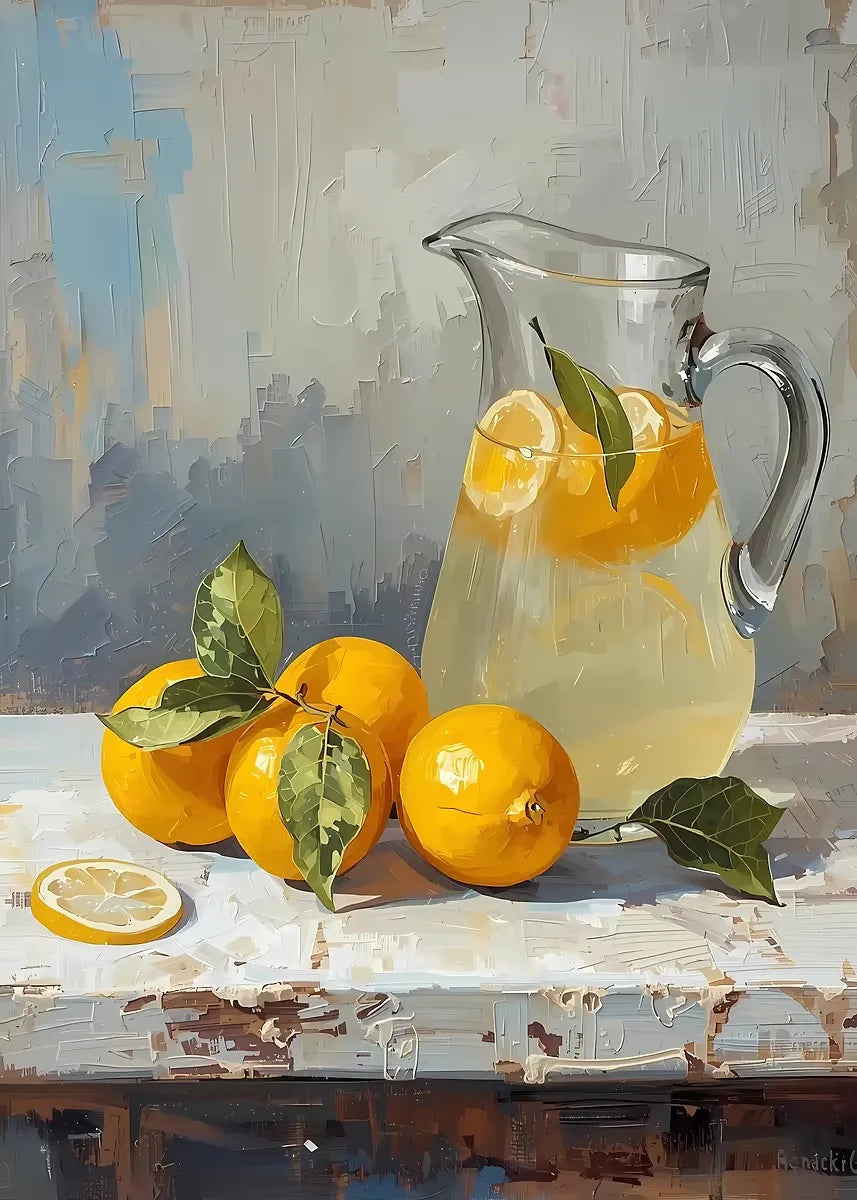 Summer Lemons & Straw Hat Canvas Wall Art – Modern Print Canvas Wall Art Qst 14 40x50cm Unframed