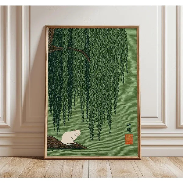 Japanese Cat & Lily Pond Canvas Wall Art – Unframed Print Canvas Wall Art Qst 4 40x50cm Unframed
