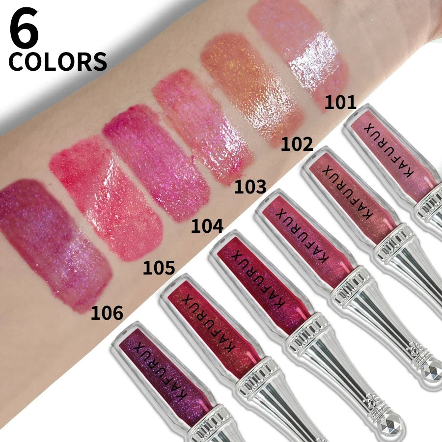6-Color Glitter Liquid Lipstick Set – Shimmer Pearlescent Lip Gloss Glitter Lip Gloss Set Qme