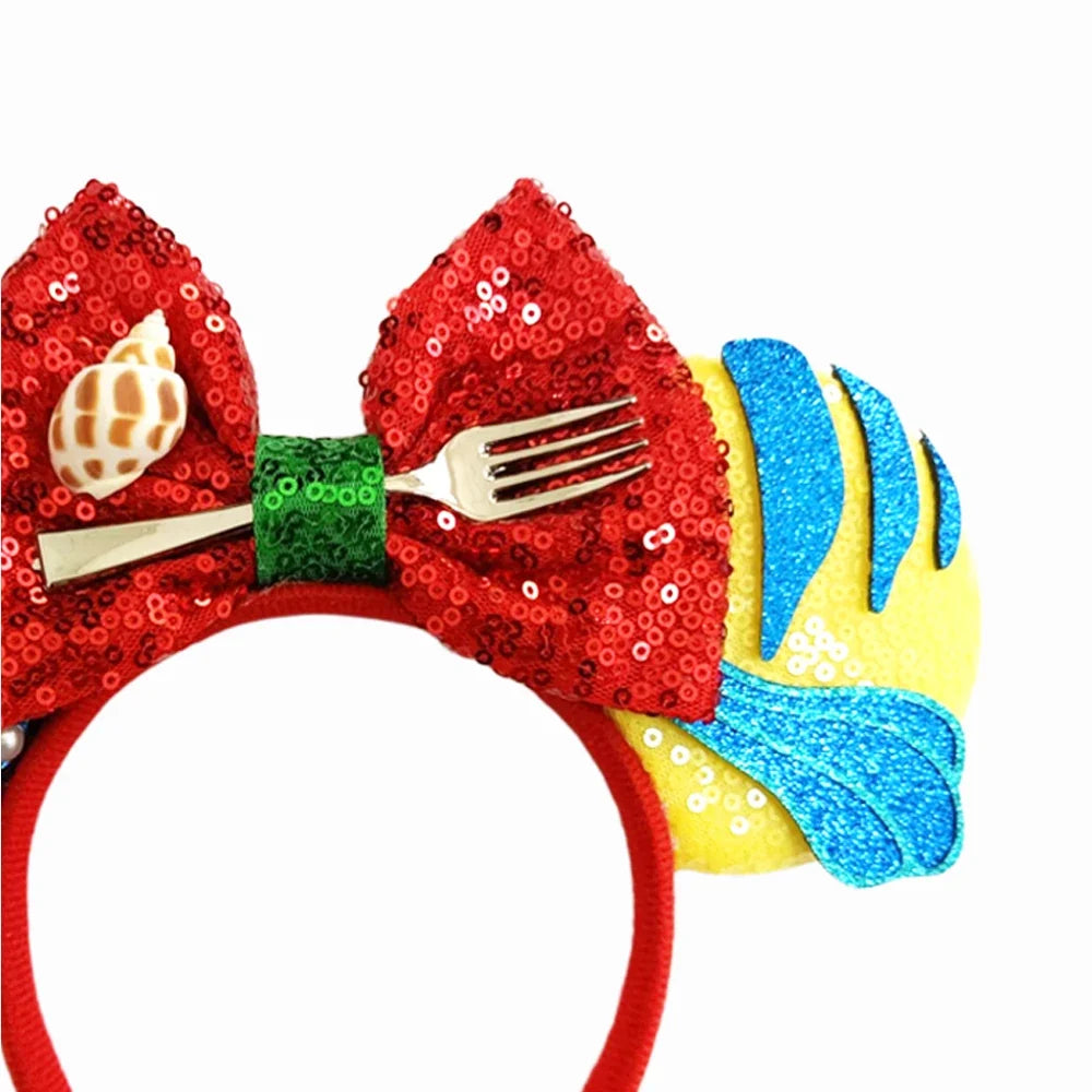 Mermaid Mickey Ear Headband Bow Sequin Cosplay Costume Costume Headband Qme