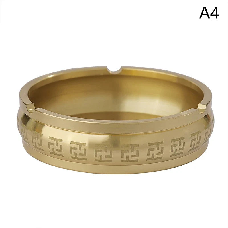 Round Brass Tabletop Ashtray – Portable Metal Holder Tabletop Ashtray Qme A4