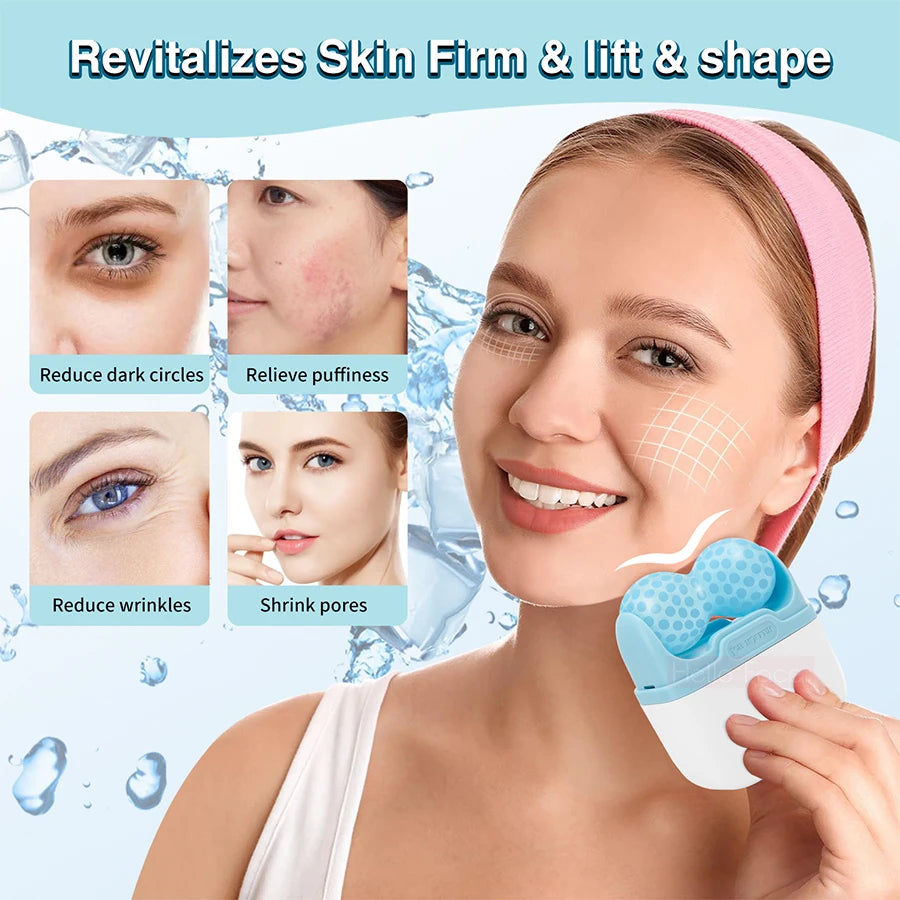 S30 Dual-Head Ice Roller Facial Massager – W+V Shape Ice Facial Roller Qst