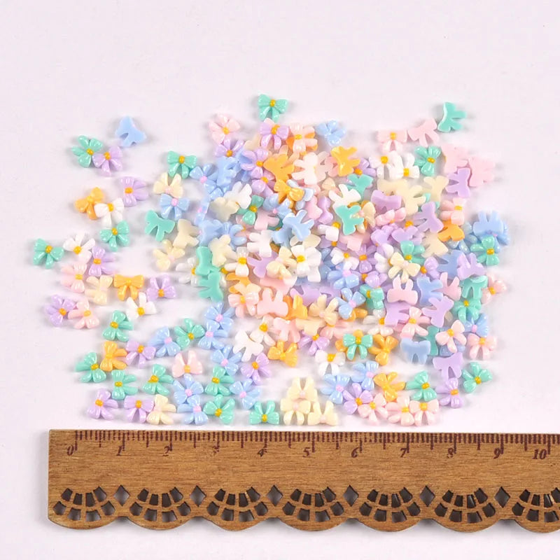 50pc Butterfly Bow Resin Flatback Cabochons – Nail Art & DIY Nail Art Embellishments Qme