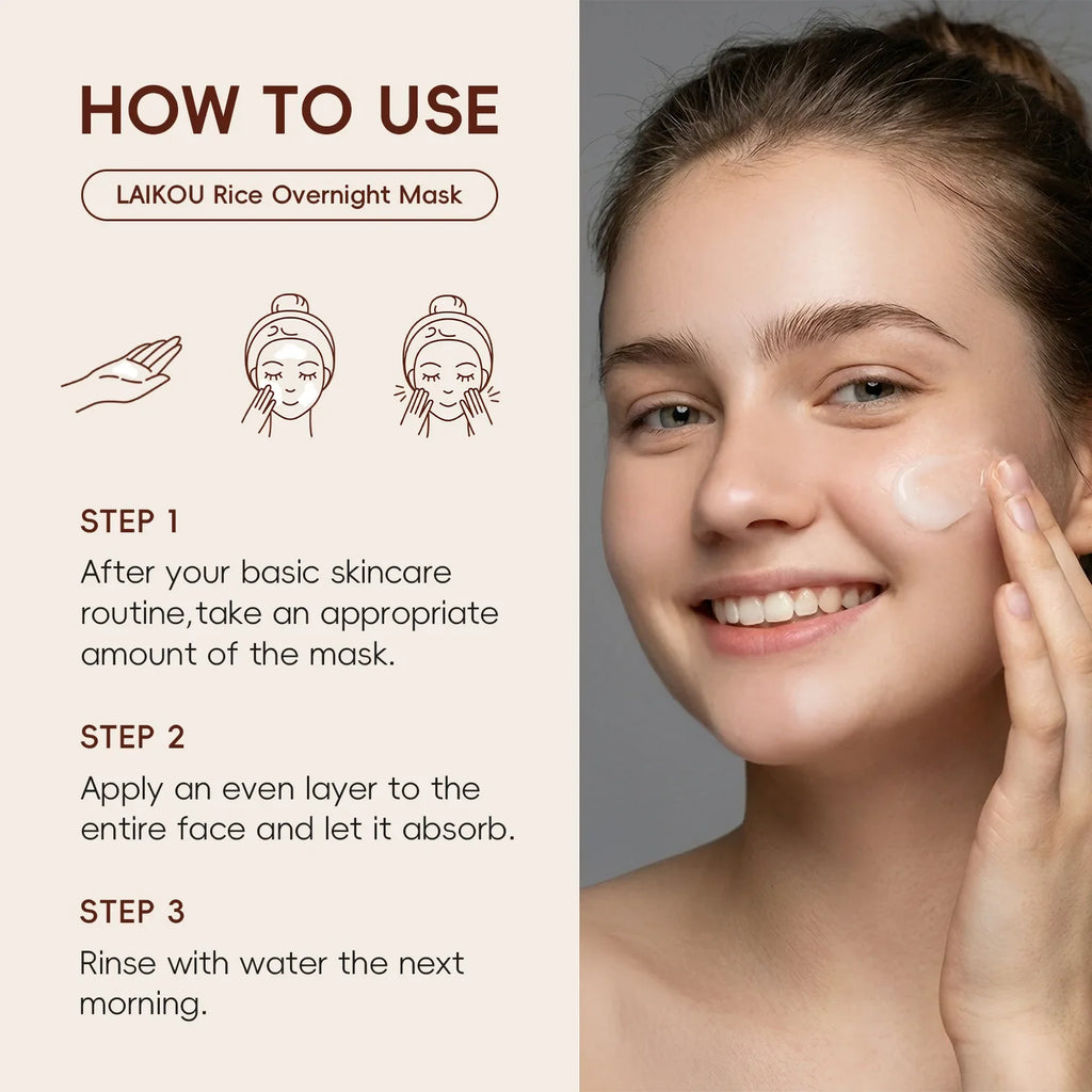 Rice Raw Pulp Brightening Sleep Mask – Fade Dark Spots Overnight Sleep Mask Qme