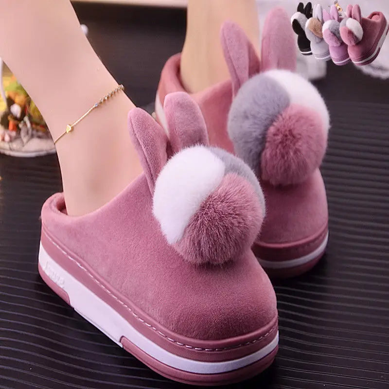 Women's Winter Plush Slippers – Crystal Rhinestone Indoor Women's Plush Slippers Qst WD-162A Red CN40-41(Insole 25cm China Mainland