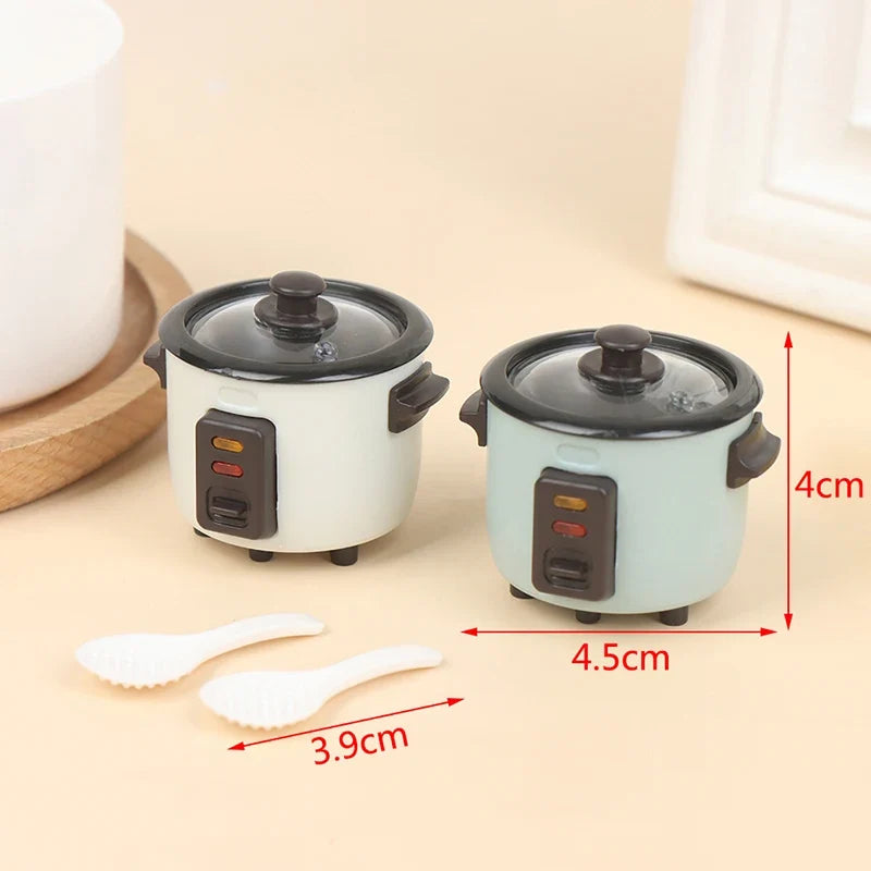 1:12 Miniature Dollhouse Rice Cooker & Spoon Kitchen Model Dollhouse Miniature Qme