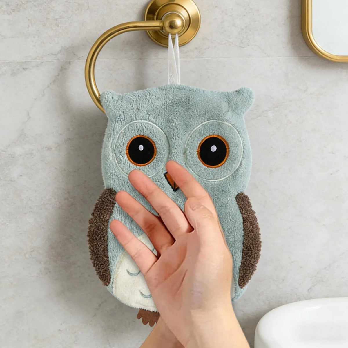 Owl Animal Print Hand Towel – Absorbent Hanging Bath & Kitchen Decorative Hand Towel Qst