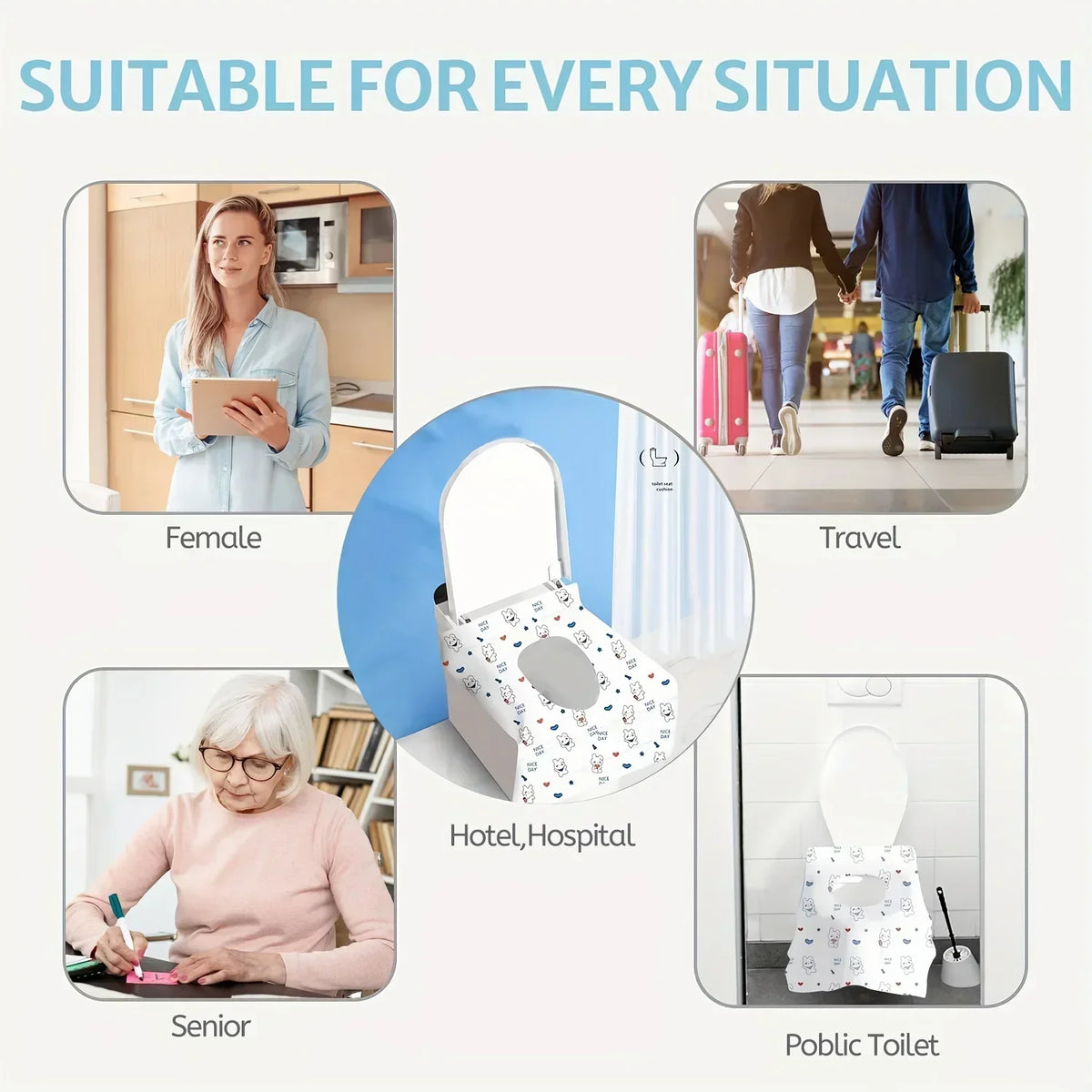Disposable Toilet Seat Covers for Travel, Public & Airplane Use Disposable Seat Covers Qme