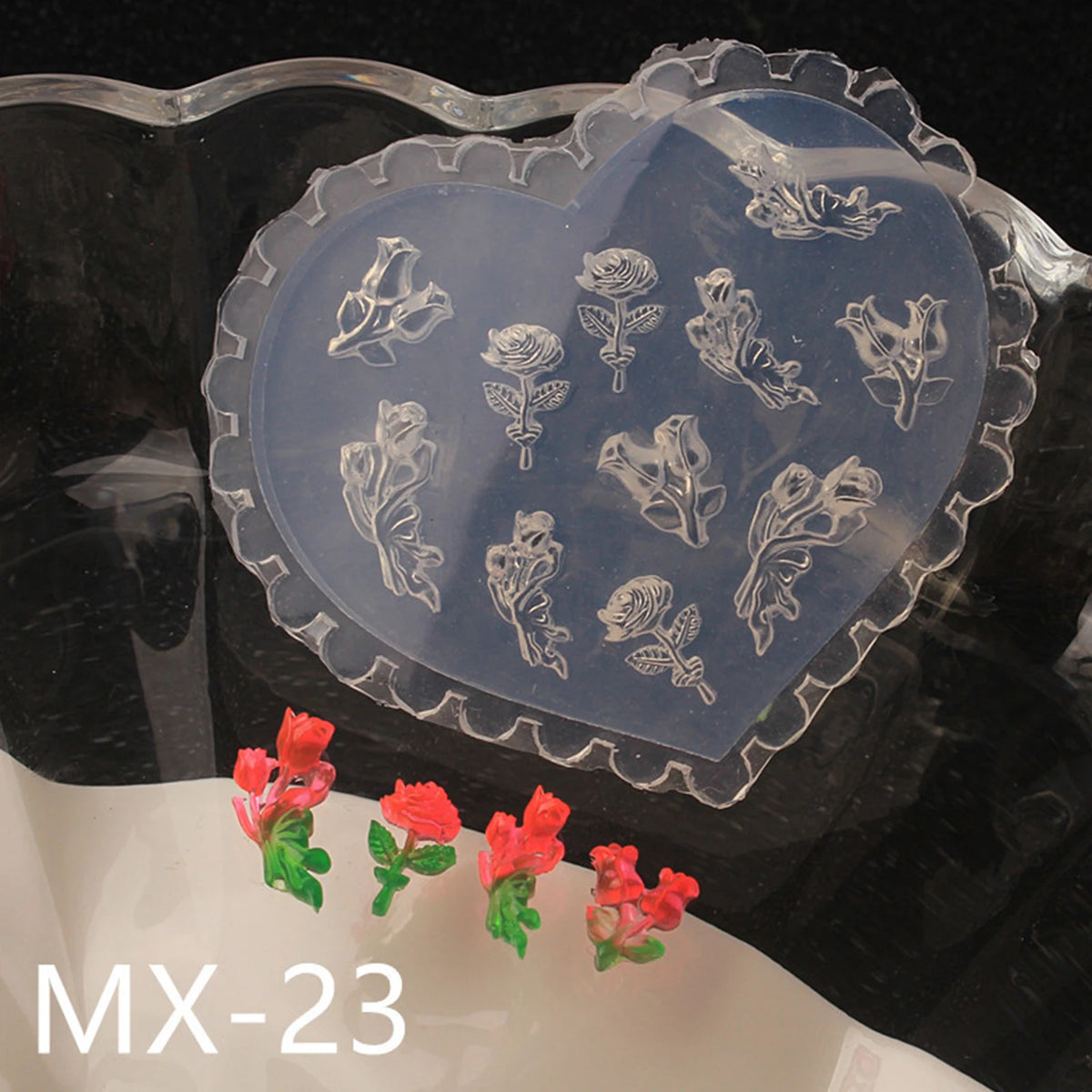Heart Rose Butterfly Silicone Nail Art Stamping Mold – DIY Design Nail Art Mold Qst MX-23