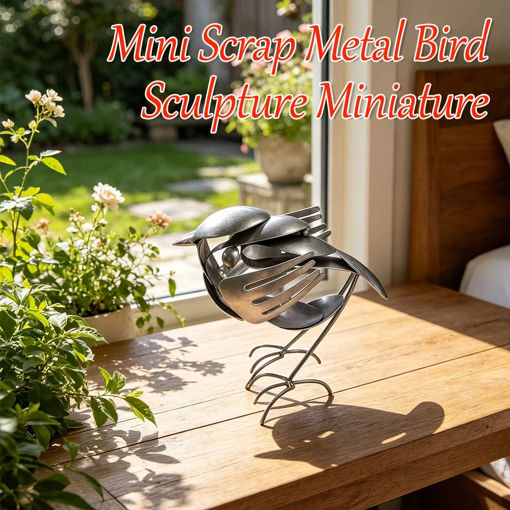 Rustic Red Robin Metal Bird Sculpture | Patio & Lawn Statue Garden Bird Statue Qme