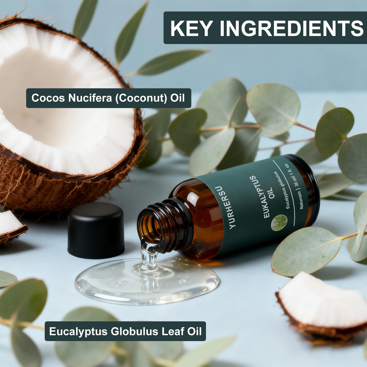 YURHERSU Pure Eucalyptus Essential Oil 30ml – Diffuser & Skin Essential Oil Qst