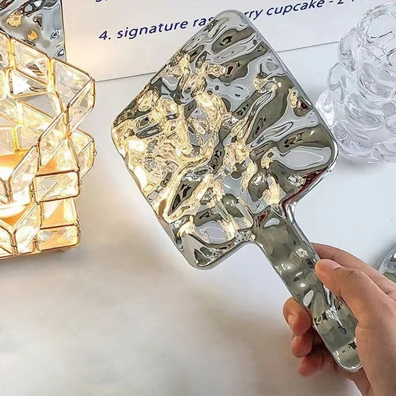 Electroplated Handheld Makeup Mirror – Round & Square Portable Handheld Makeup Mirror Qme