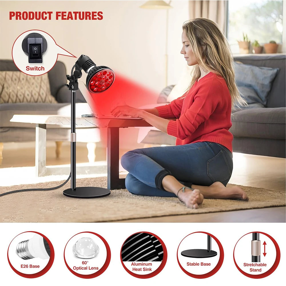 Jecaliz Red Light Therapy Lamp for Pets & Home 660nm 850nm Red Light Therapy Lamp Qst