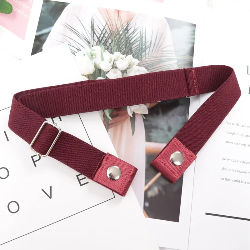 Women's Elastic Buckle-Free Canvas Waist Belt | 29 Colors Elastic Waist Belt Qme BEE-21 length 60-100cm China Mainland