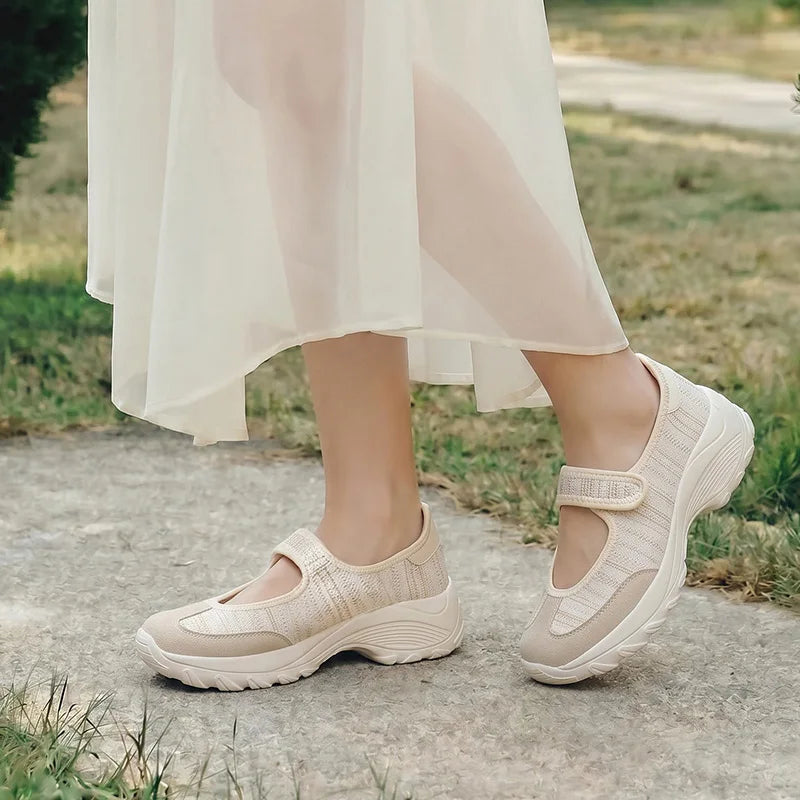 Women's Wide Fit Canvas Sneakers – Breathable Platform Shoes Women's Canvas Sneakers Qst