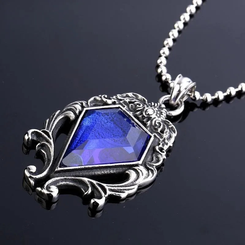 Sapphire & Obsidian Simulation Pendant Necklace | Women Pendant Necklace Qme